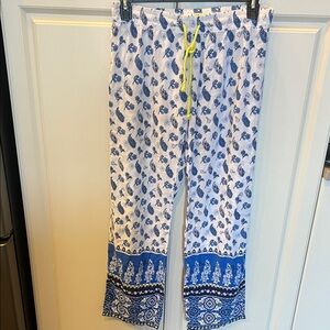 P.J. Salvage Blue and White  Patterned Pants Medium
